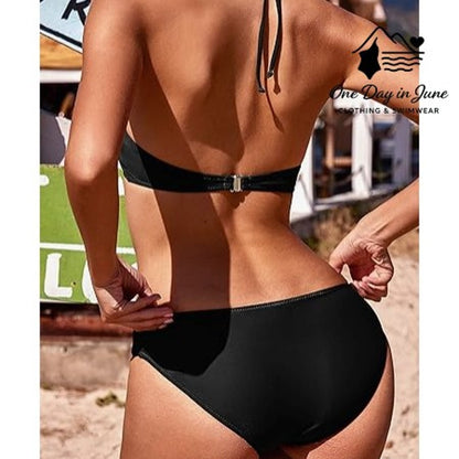 Ekouaer High Neck Halter Bikini Swimsuit Size M
