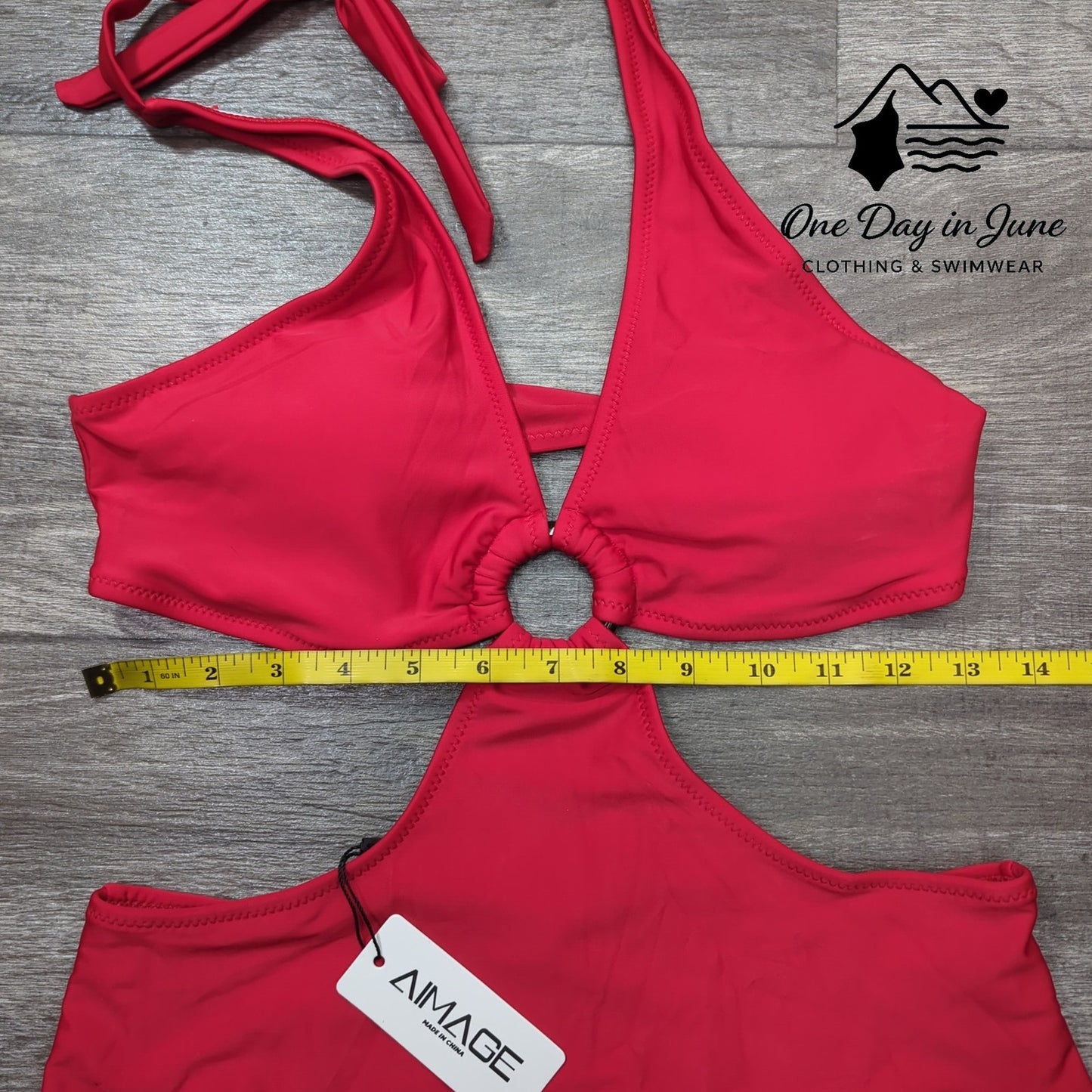 AImage Halter Cutout Ring One Piece Swimsuit Size M