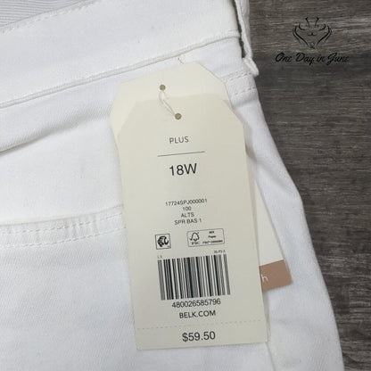 Wonderly Plus Size Mid Rise Skinny Crop Jeans White NWT $59.50 Size 18W