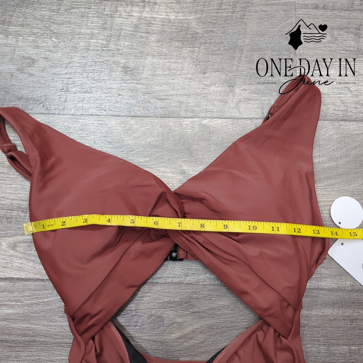 Charmo Twist Front Cutout Ruched One Piece Swimsuit Rust Brown NWT Size M