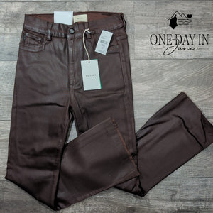 DL1961 Bridget Boot Coated Jeans Chocolate High Rise Crop NWT Size 6 (28)