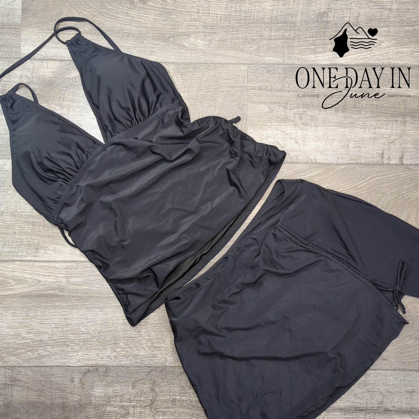Yonique Skirted Tankini Swimsuit Size L