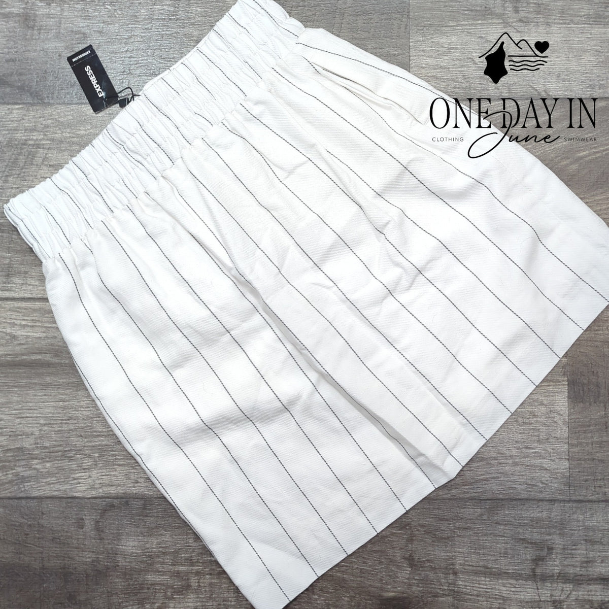 Express Comfort Waist Striped Linen Mini Skirt Size S
