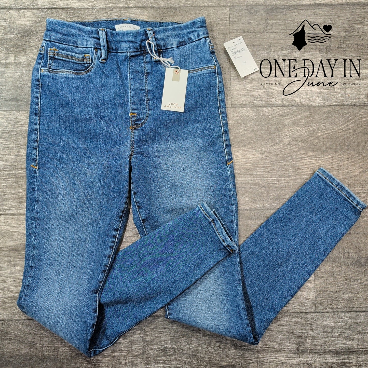 Good American Good Legs High Rise Skinny Jeans Indigo Blue NWT Size M