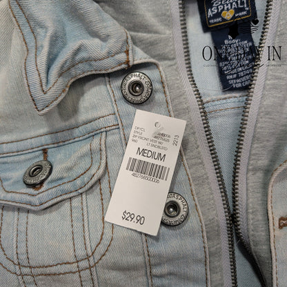 Wet Seal Hooded Denim Vest Light Wash Distressed Y2K NWT Size M