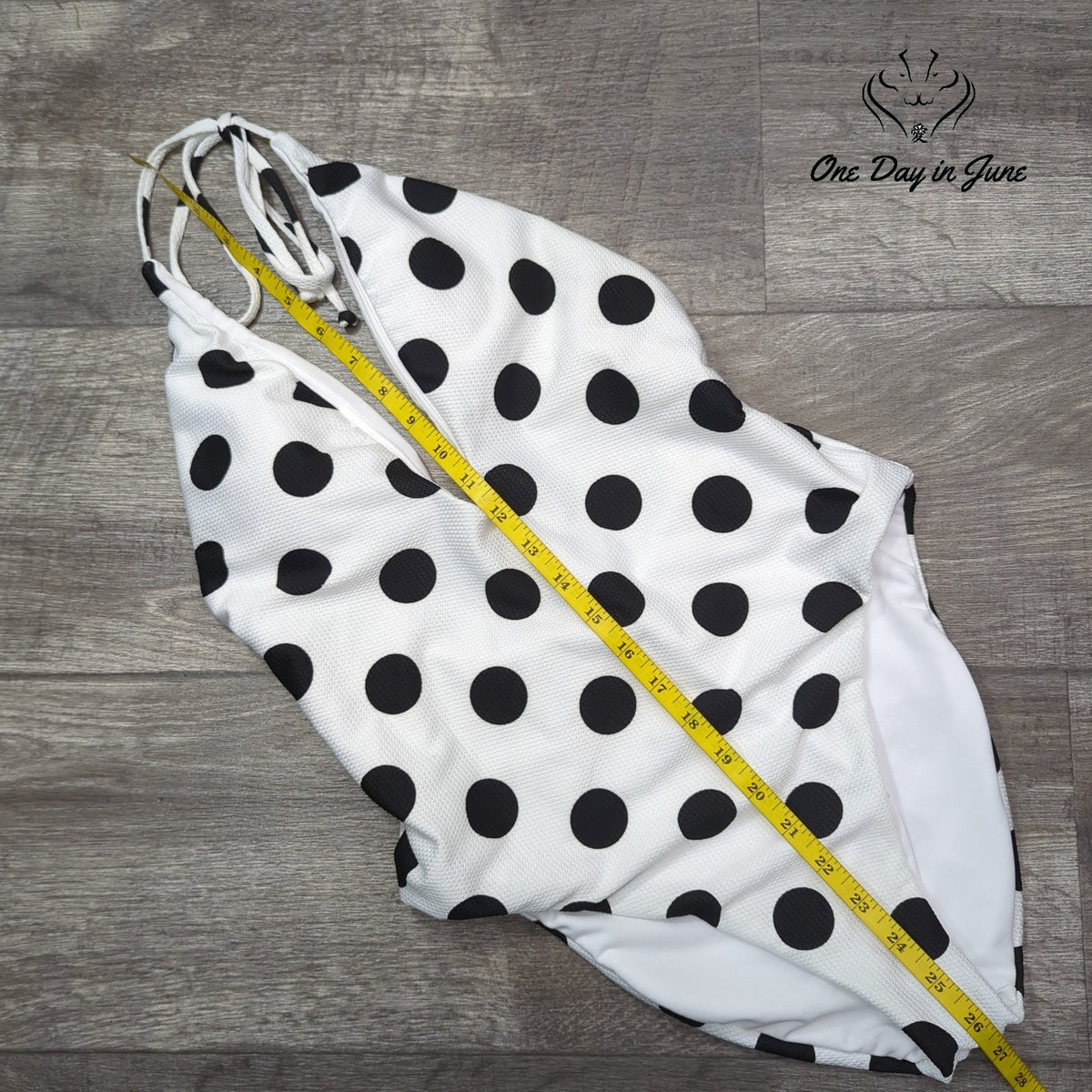 Bar III This And Dot Polka Dot Plunging One Piece Swimsuit NWT Size L