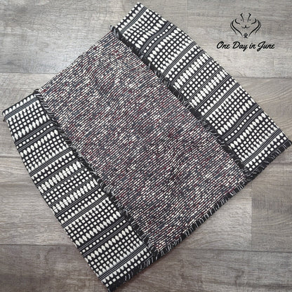 Loft Textured Tweed Mini Skirt Black White Burgundy Size 10