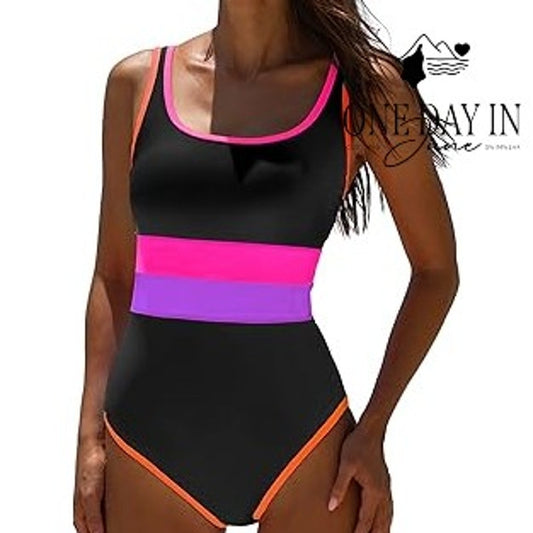 Popvil Colorblock One Piece Swimsuit Size XL