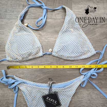 Zaful High Cut Tie Side Tie Back Bikini Swimsuit Size M