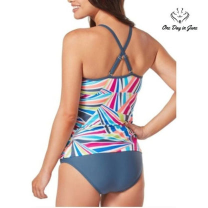 Free Country Prism Stripe Versatile Tankini Top Size S