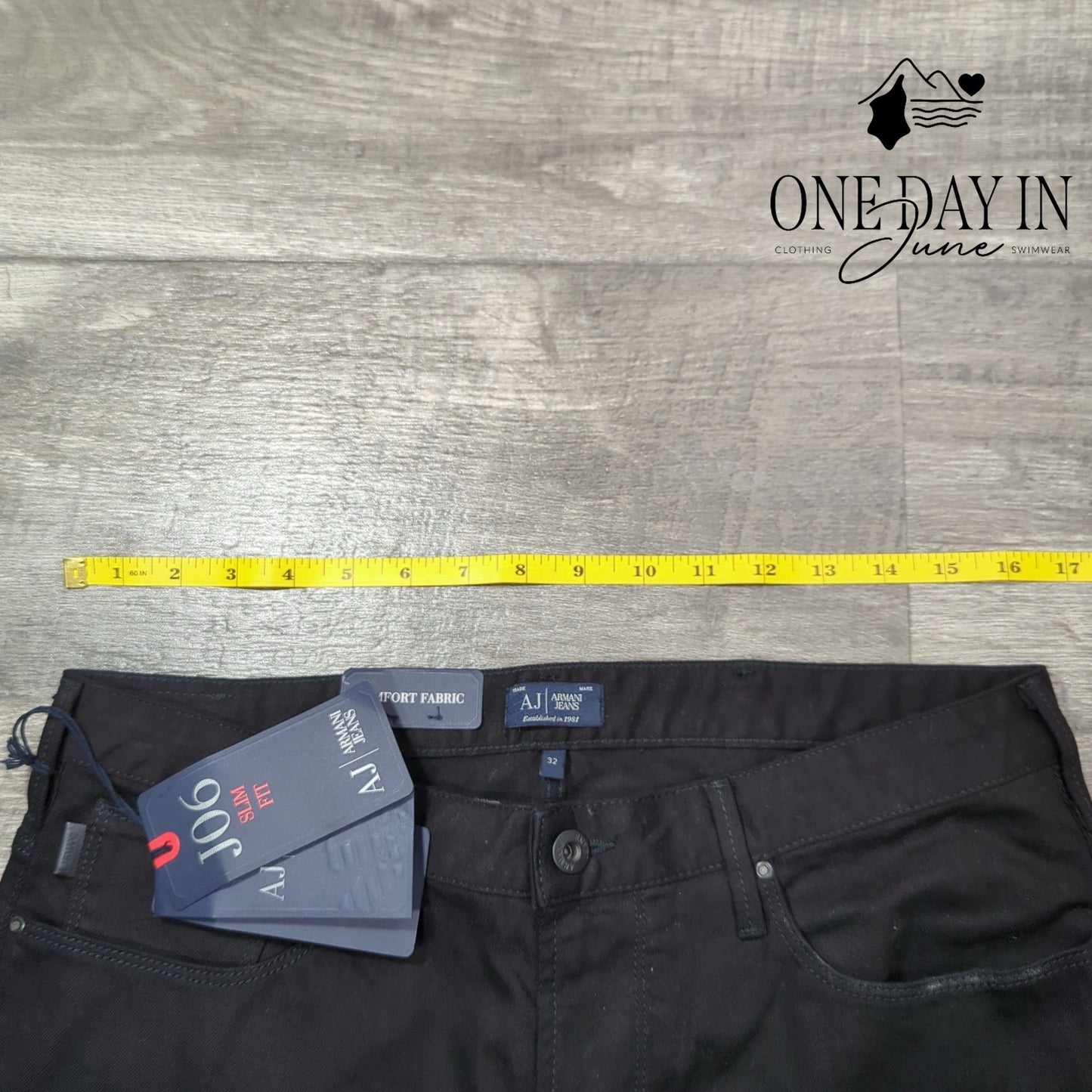 Armani Jeans Jeans J06 Slim Fit Black Stretch Denim NWT Size 32X34