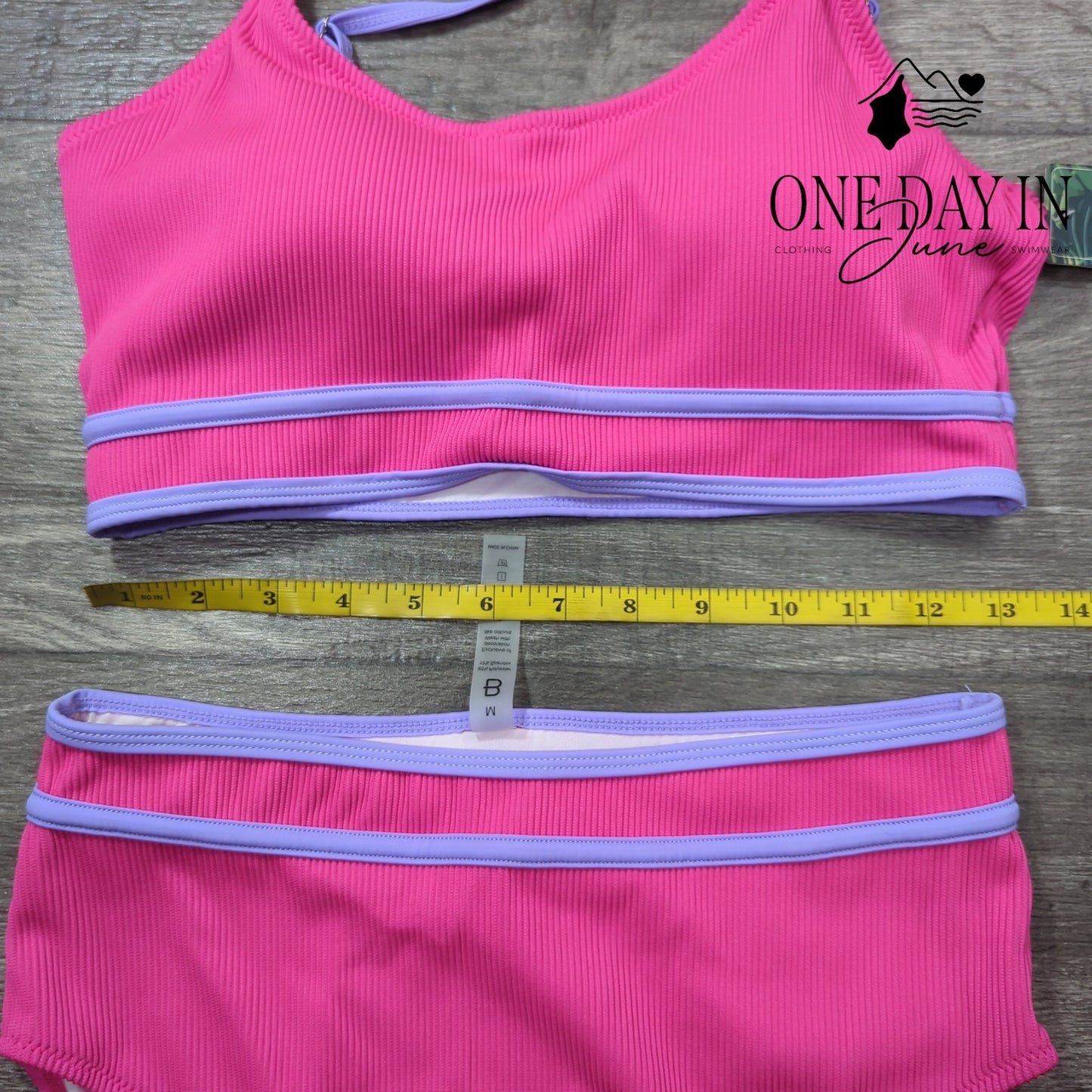 Blooming Jelly High Waist Ribbed Bikini Swimsuit Size M