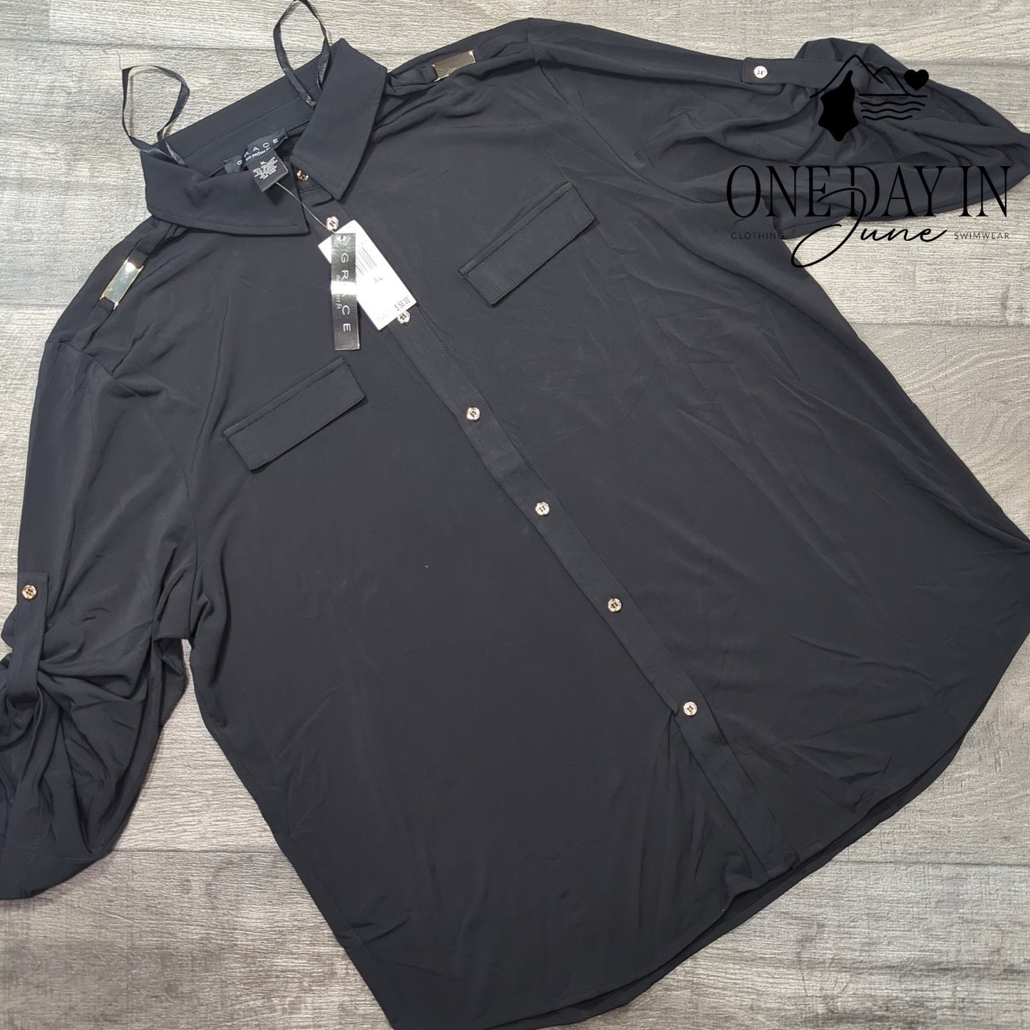 Grace Half Sleeve Button Front Blouse Size XL