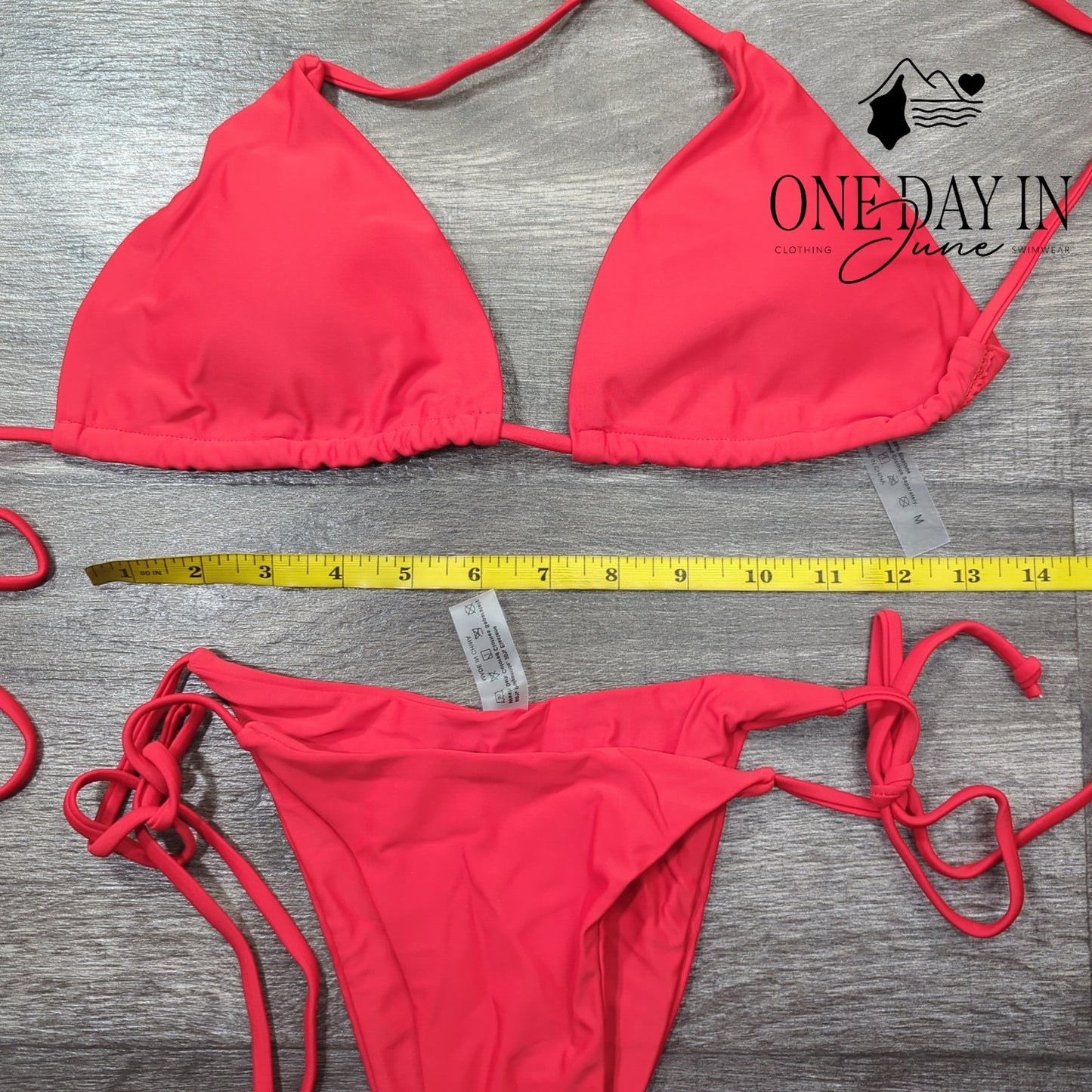 Charmo Adjustable Triangle Tie Side Cheeky Bikini Swimsuit Size M