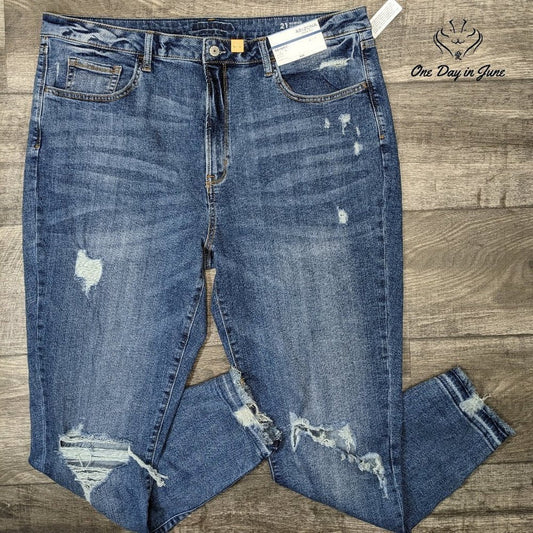 Arizona Jean Co. Juniors High Rise Skinny Jeans Distressed Blue NWT Size 21