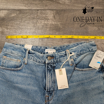 Good American Distressed Raw Hem Jeans Indigo046 NWT $159 Size 6