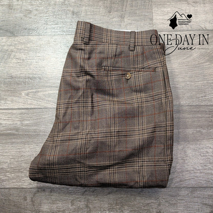 Ralph Lauren Edgewood Plaid Wool Dress Pants Brown NWT Size 38X32