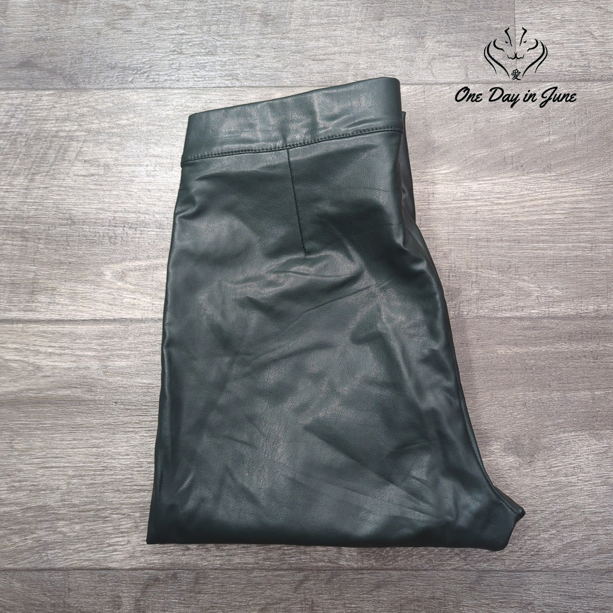 21 Saints Faux Leather Skinny Pants Dark Forest Green Side Zip Size L