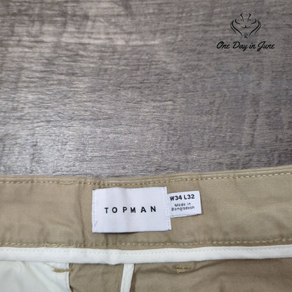 Topman Topman Men's Pleated Front Khaki Tan Chino Pants Size 34X32
