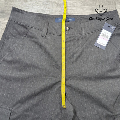 Tommy Hilfiger Metallic Pinstripe Wide Leg Cargo Pants Gray NWT Size 6