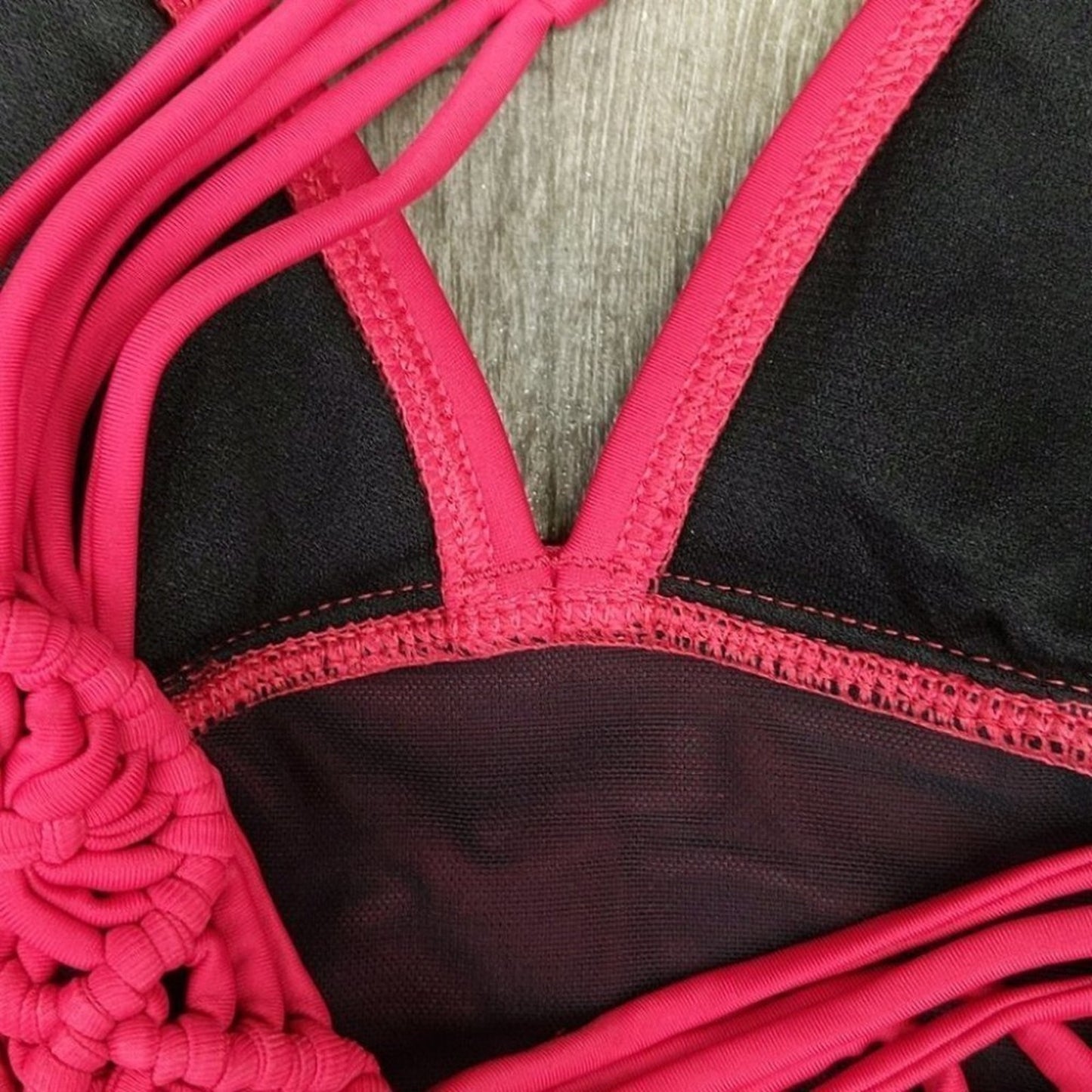 Mycoco V Neck Macrame Cross Back One Piece Swimsuit Size S