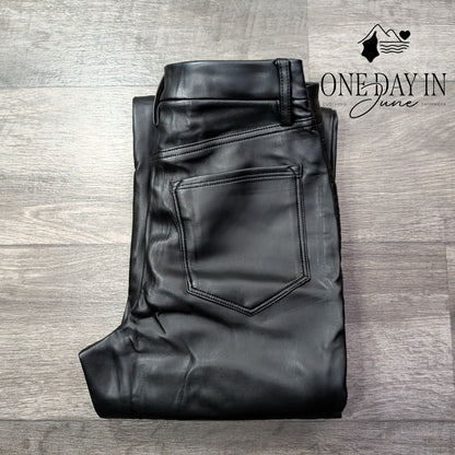 Good American Better Than Leather Good Icon Jeans Black Faux Leather NWT Size 4