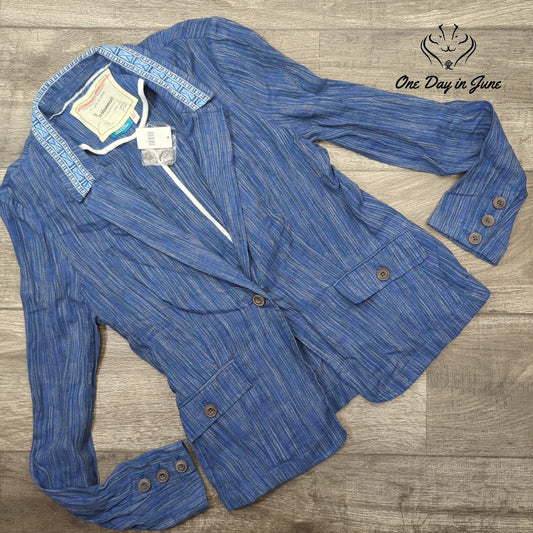 Anthropologie Linen Blend Single Button Blazer Size 8