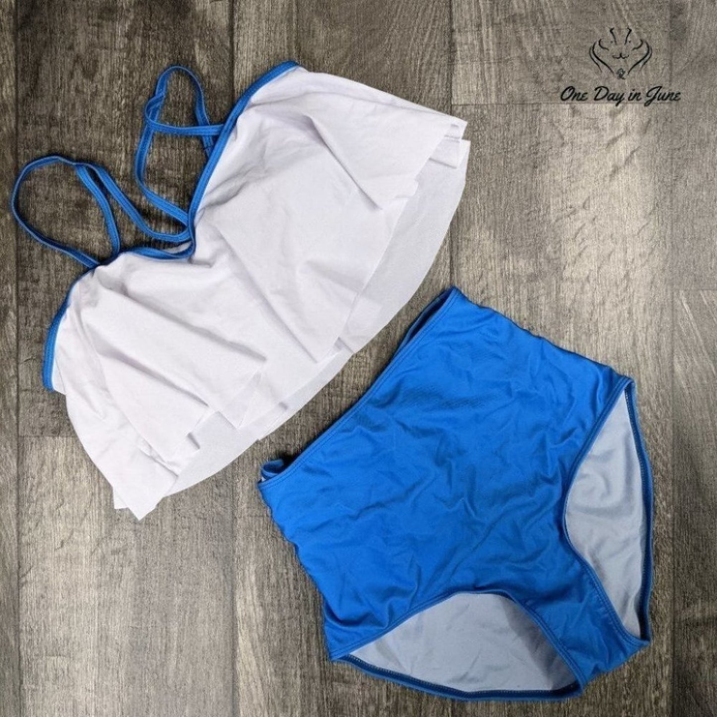 Amzbrly Flounce Top Tie Back Bottom High Waist Bikini Size S