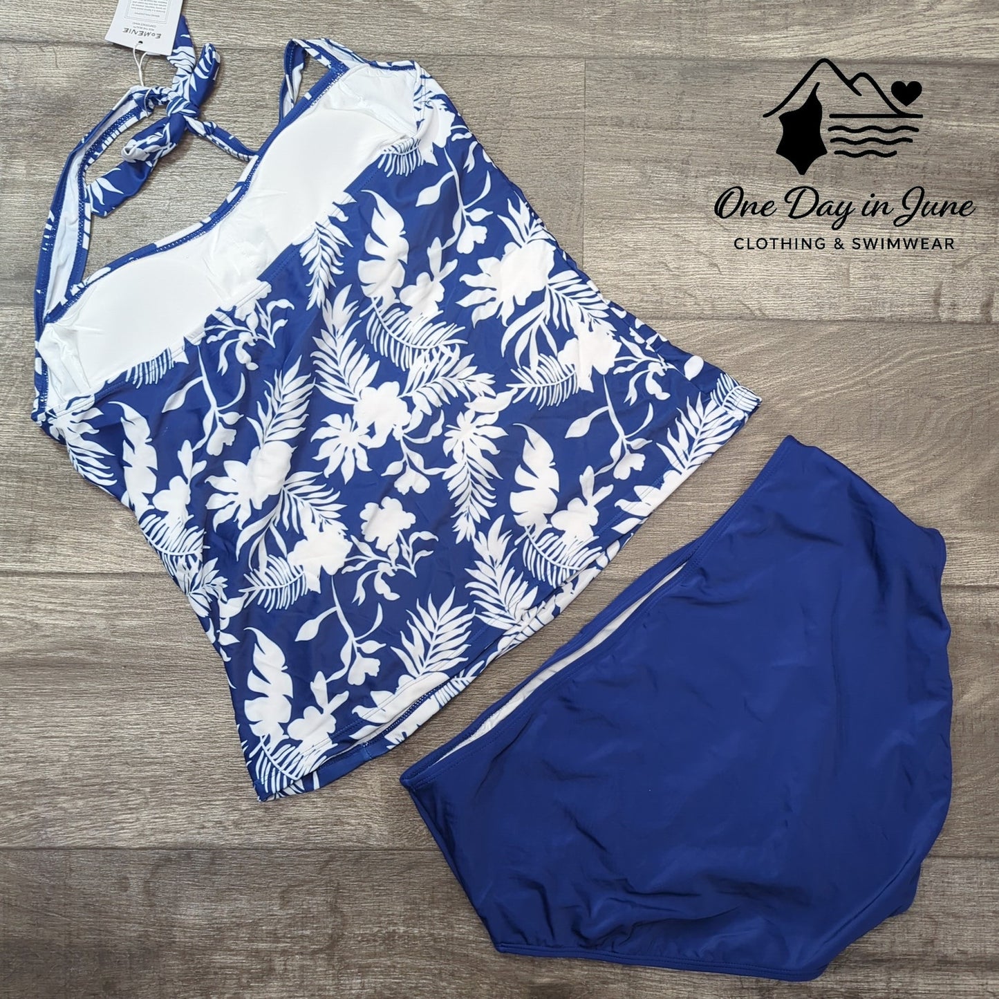 Eomenie Plus Size Halter Tankini Swimsuit Size XXL