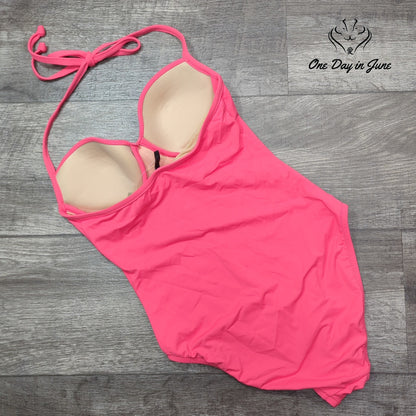 J. Crew D Cup Knot Front Halter One Piece Swimsuit Pink NWT Size 0 (D-Cup)