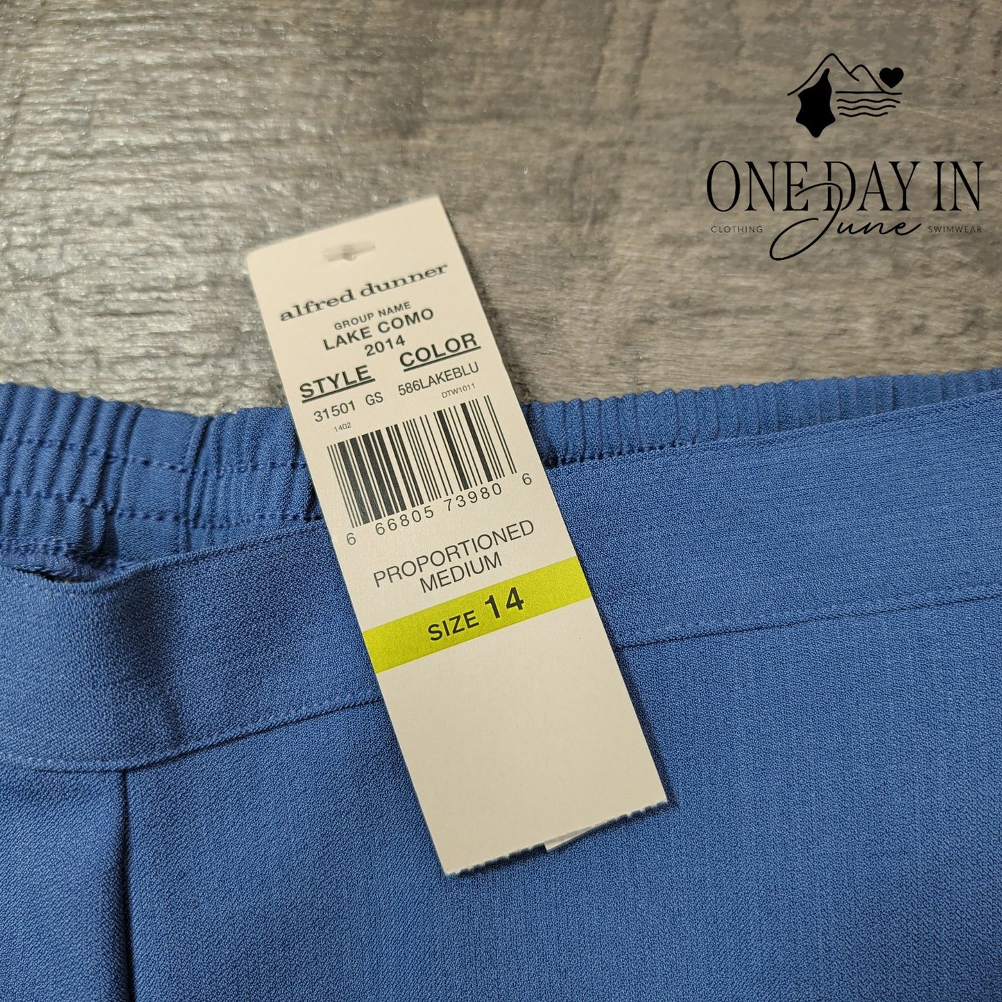 Alfred Dunner Lake Como Pull On Pants Blue Straight Leg NWT Size 14