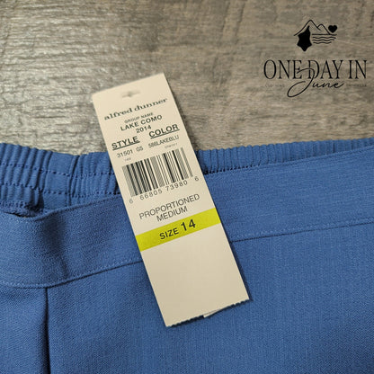 Alfred Dunner Lake Como Pull On Pants Blue Straight Leg NWT Size 14