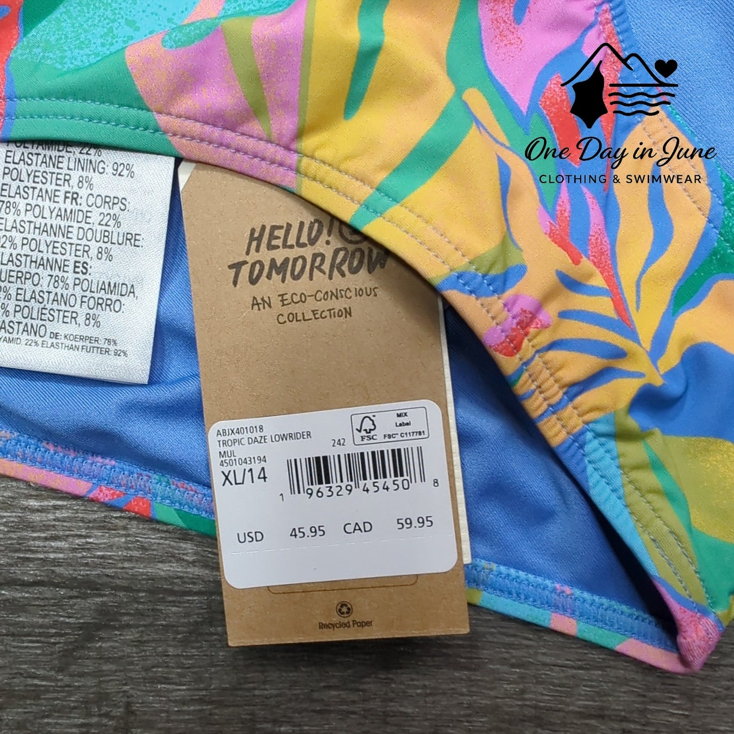 Billabong Tropic Daze Lowrider Bikini Bottom Size XL