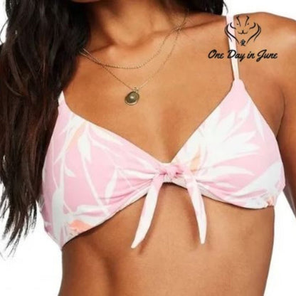Billabong Another Paradise Knot Bikini Top Pink Floral NWT $55.95 Size XL