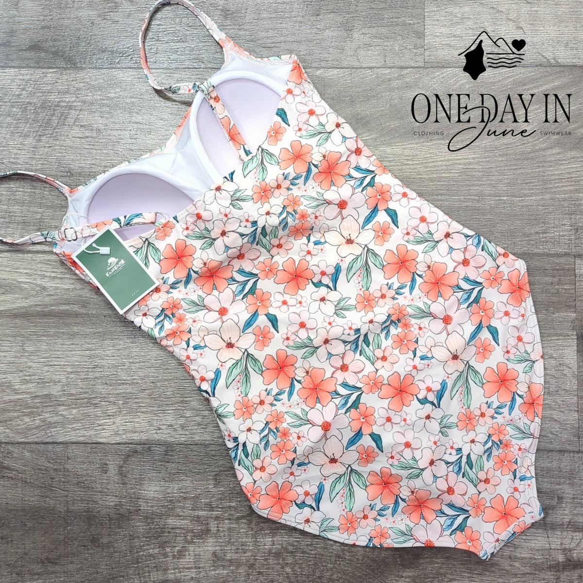 Eomenie Floral Tummy Control One Piece Swimsuit Square Neck NWT Size M