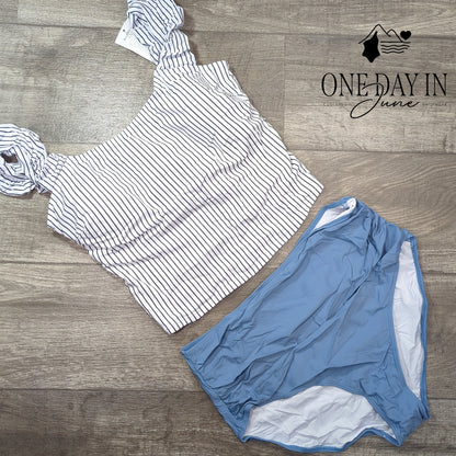 Eomenie Ruffle Shoulder Twist Back Bikini Swimsuit Size XL