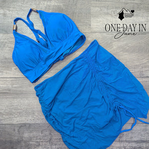Blooming Jelly Twist Front Mesh Skirted Bikini Swimsuit Size L