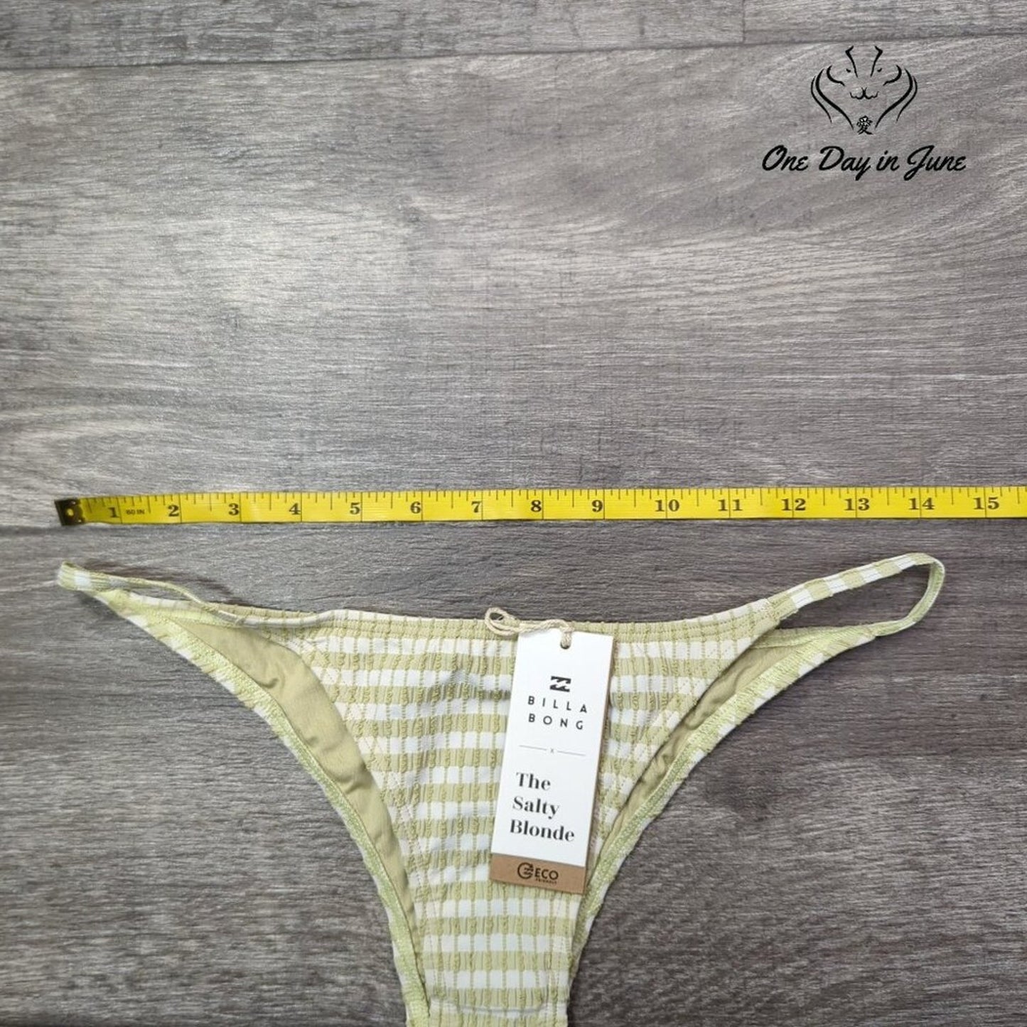 Billabong Salty Blonde Meet Your Match Isla Bikini Bottom Gingham NWT Size S