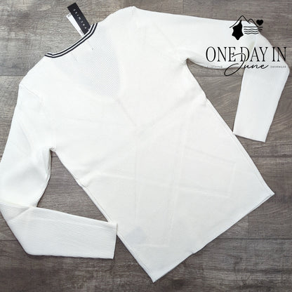 Premise Ribbed Long Sleeve Quarter Zip Sweater Size L