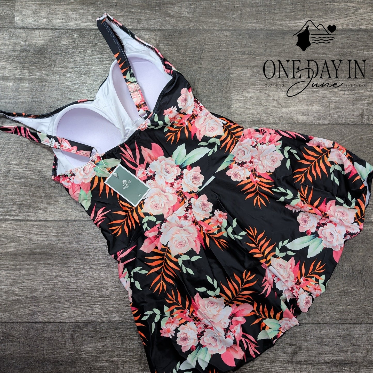Eomenie Floral Skirted One Piece Swimsuit Size L