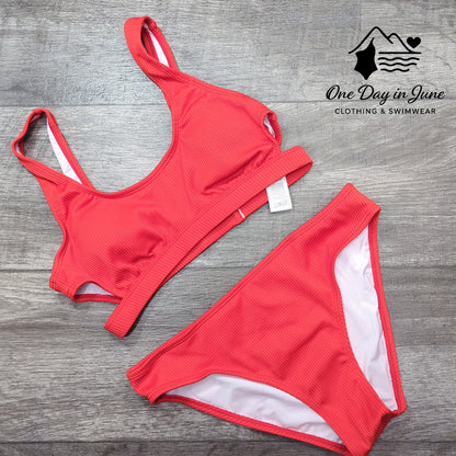 Cupshe Ribbed Crop Bikini Swimsuit Size S