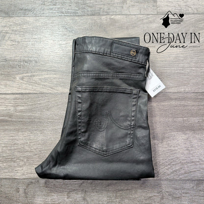 AG Adriano Goldschmied Farrah Skinny Ankle Coated Jeans Black NWT Size 4 (27)