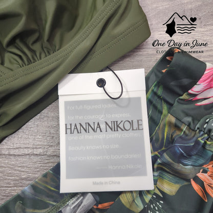Hanna Nikole Plus Size High Waist Cross Front Bikini Swimsuit Size 12W