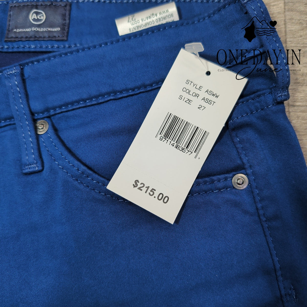 AG Adriano Goldschmied The Stilt Cigarette Leg Jeans Cobalt Blue NWT Size 4 (27)
