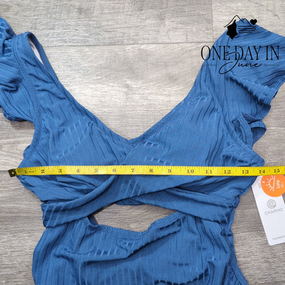Charmo Maternity Ruffle Shoulder CutOut Tie Back One Piece Swimsuit Size S