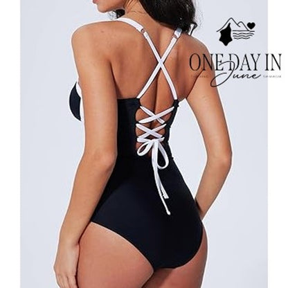 Suuksess Lace Up Back One Piece Swimsuit Size S