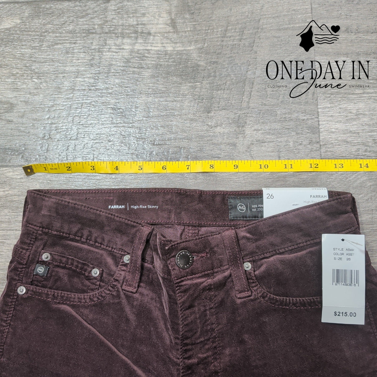 AG Adriano Goldschmied Farrah High Rise Skinny Jeans Burgundy NWT Size 2 (26)
