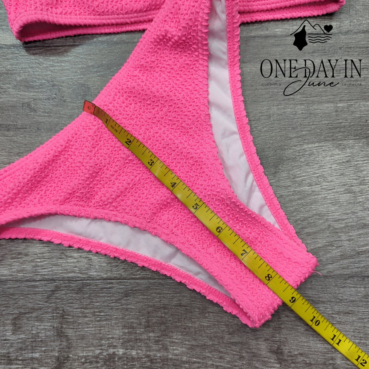 Aleumdr Textured One Shoulder Bikini Swimsuit Hot Pink 2 Piece Size S