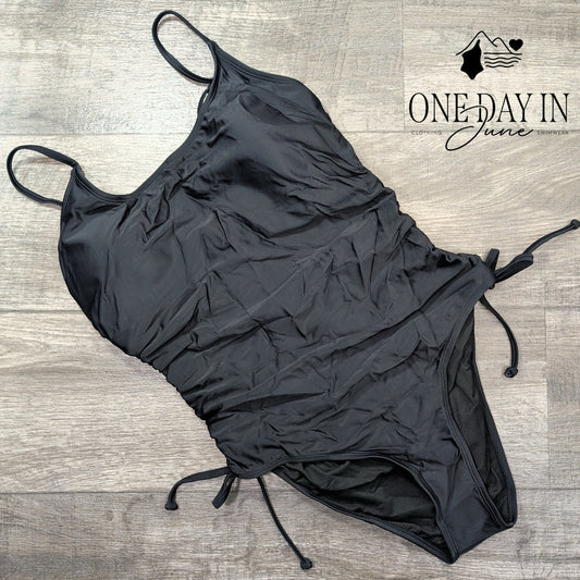 Charmo Drawstring One Piece Swimsuit Size L