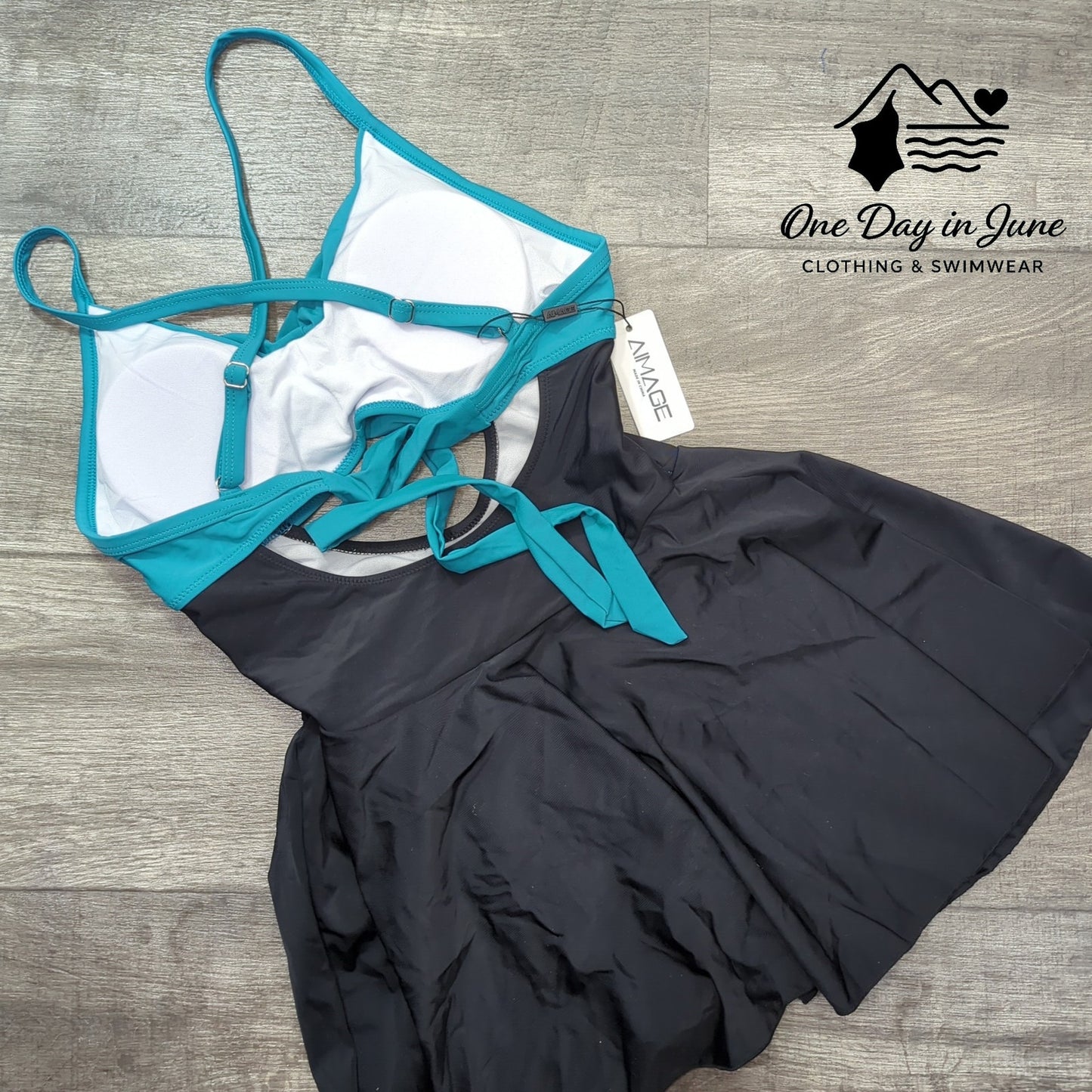 Aimage Cross Front Cut Out Swimdress Swimsuit Size M